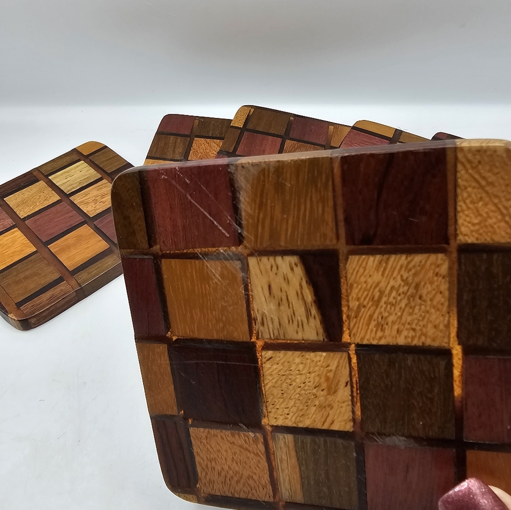Natural Wood Costa Rican Coasters Set - Picture 2 of 6
